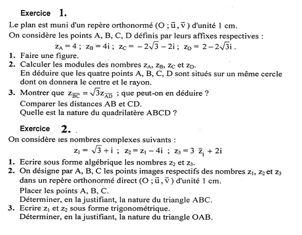 Exercices: Nombres Complexes Et Géométrie | MathBox.Fr