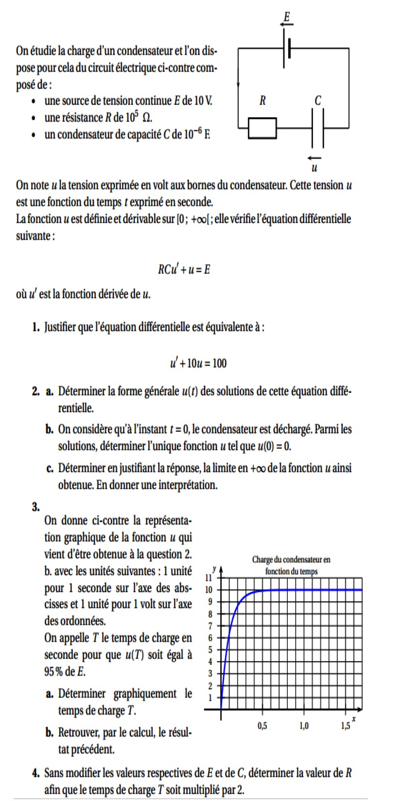 Equation differentielle et charge d'un condensateur