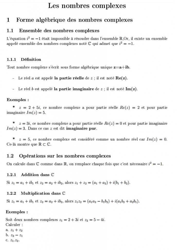A Quoi Sert Une Dérivée En Math MathBox - Forme algébrique d'un nombre complexe