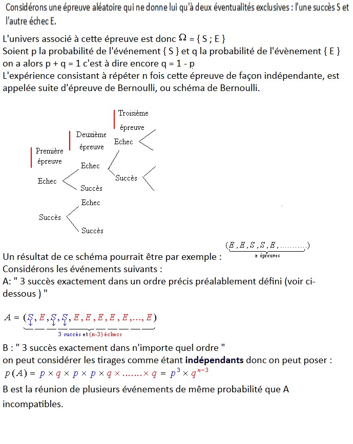 Schéma de Bernouilli et distribution binomiale
