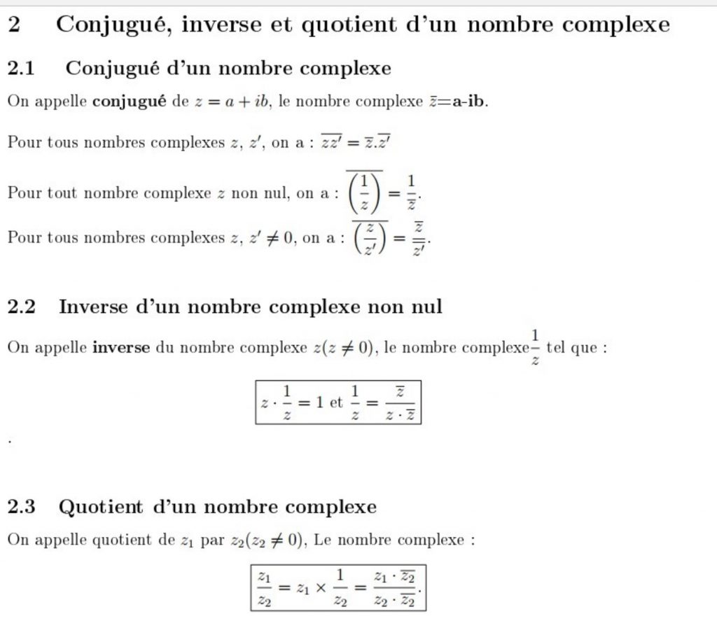 MathBox - Conjugué, Inverse Et Quotient